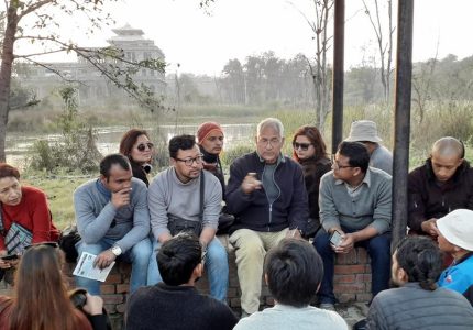 Basanta Bidari and Archaeology Students - Photo by Madan Rimal